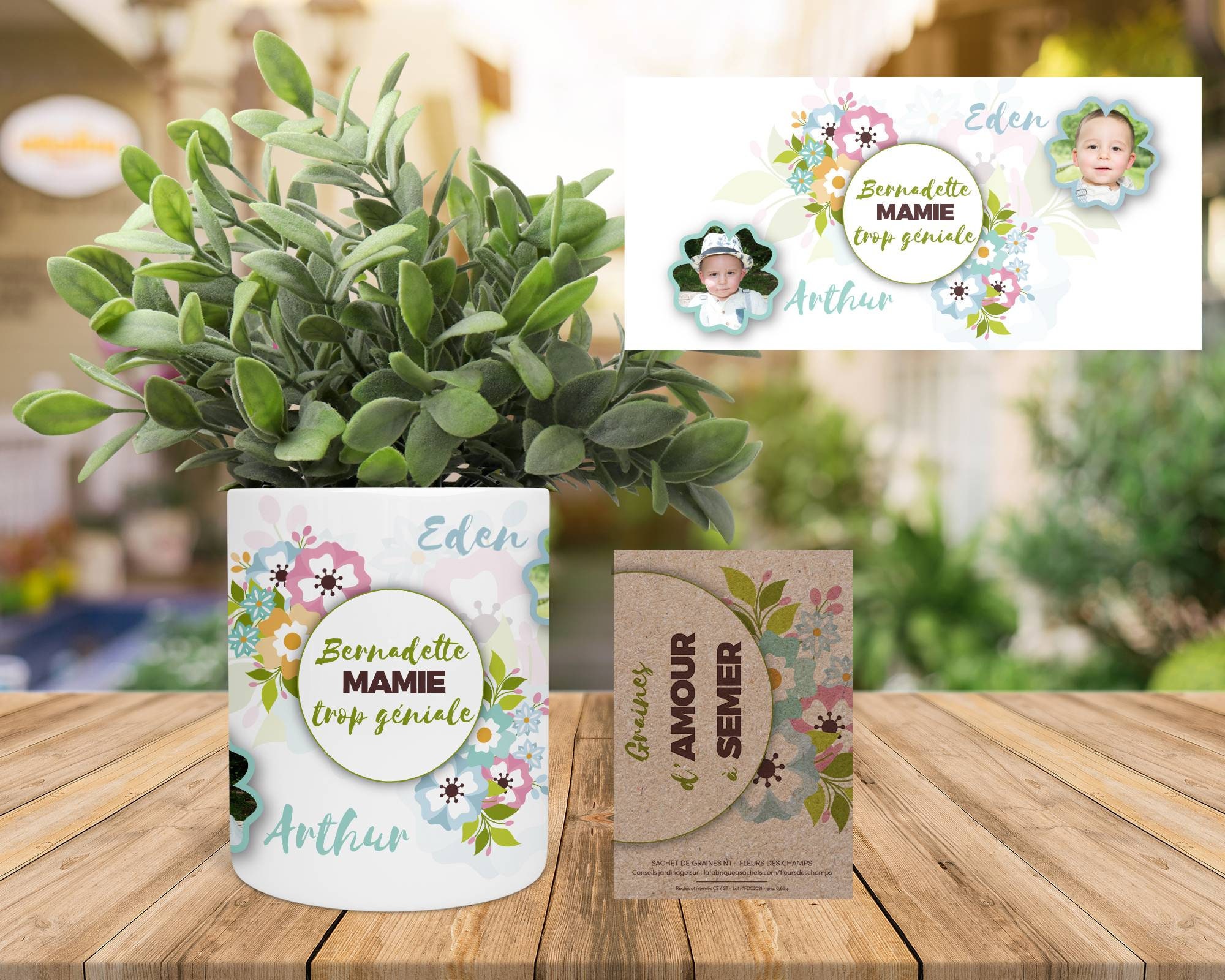 Ensemble Pot de Fleurs & Graines à Planter - Modèle Fleurs Pastelles