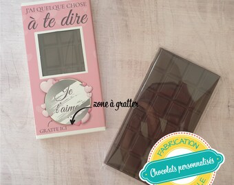 Tablette de chocolat artisanal personnalisée - modèle "A te dire" (à gratter)