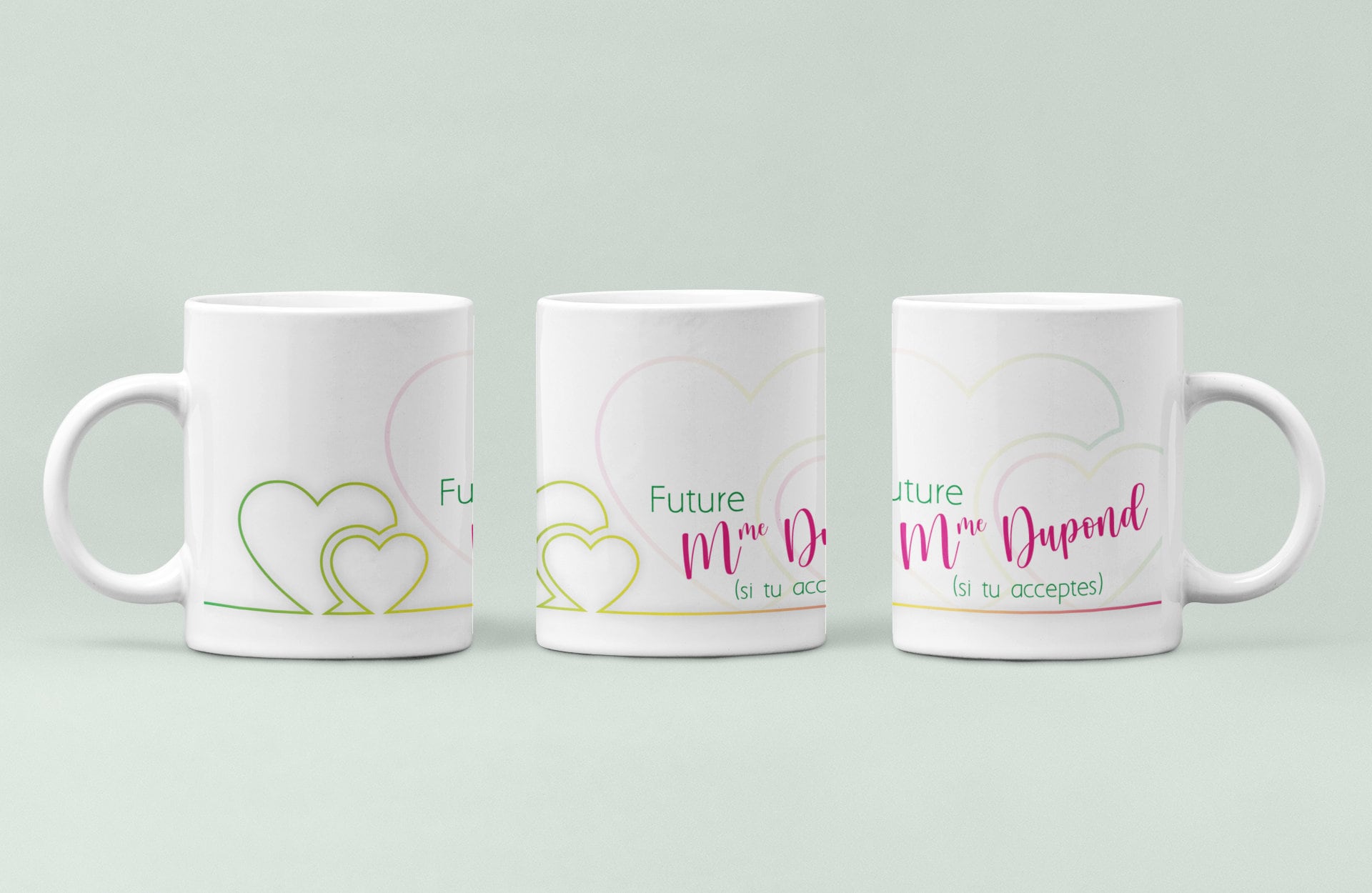 Mug Personnalisé - Modèle Coeur Multicolore