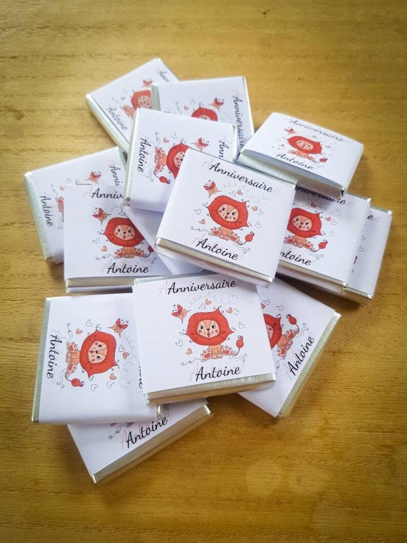 Lot de 5 Chocolats Au Lait Français Personnalisés | Thème Lion