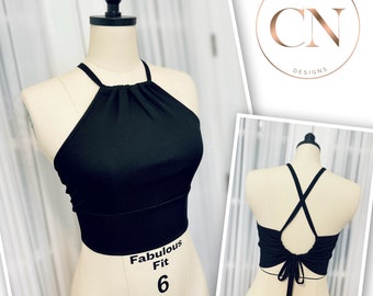 Black Adjustable Crop Top