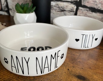 White Ceramic Doggy Bowl | Pet Bowl | Dog or Cat | Personalised | Any Word