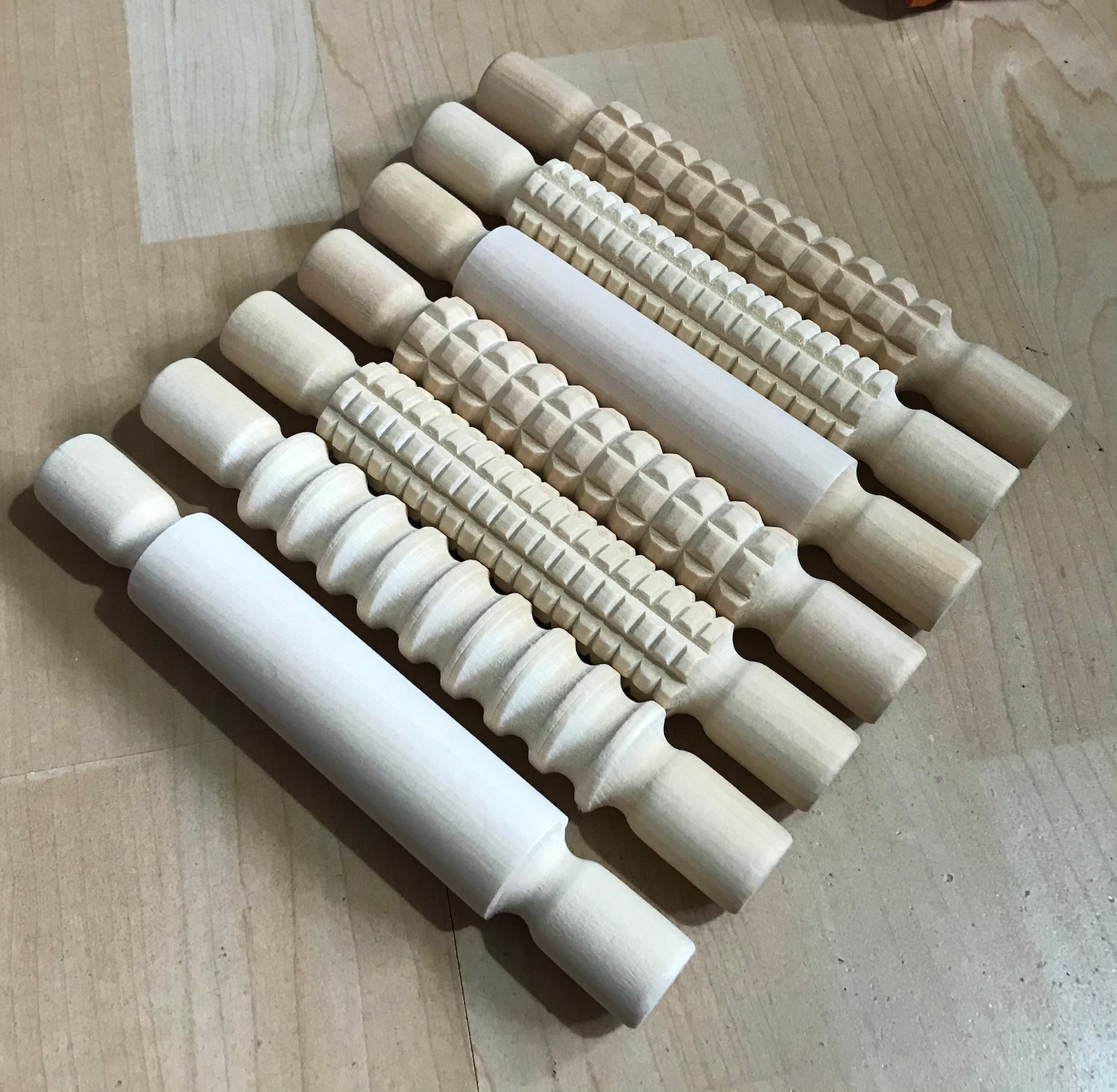 Wooden Textured Rolling Pin Play Dough Creative Station Etsy