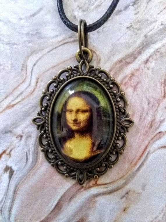 Anhänger Mona Lisa mit Kette Edelstahl Bild Veneziakette 