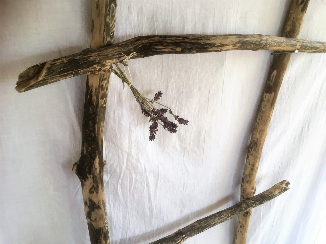 Driftwood towel rack ladder clothes rack driftwood Etsy