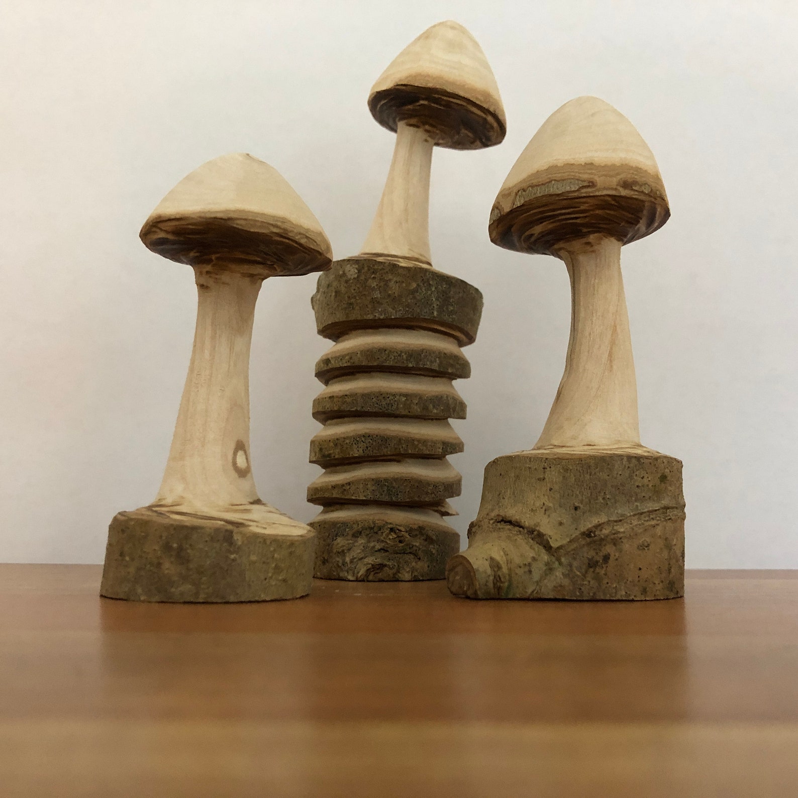 Wooden Mushrooms handmade to order set of 3 Etsy
