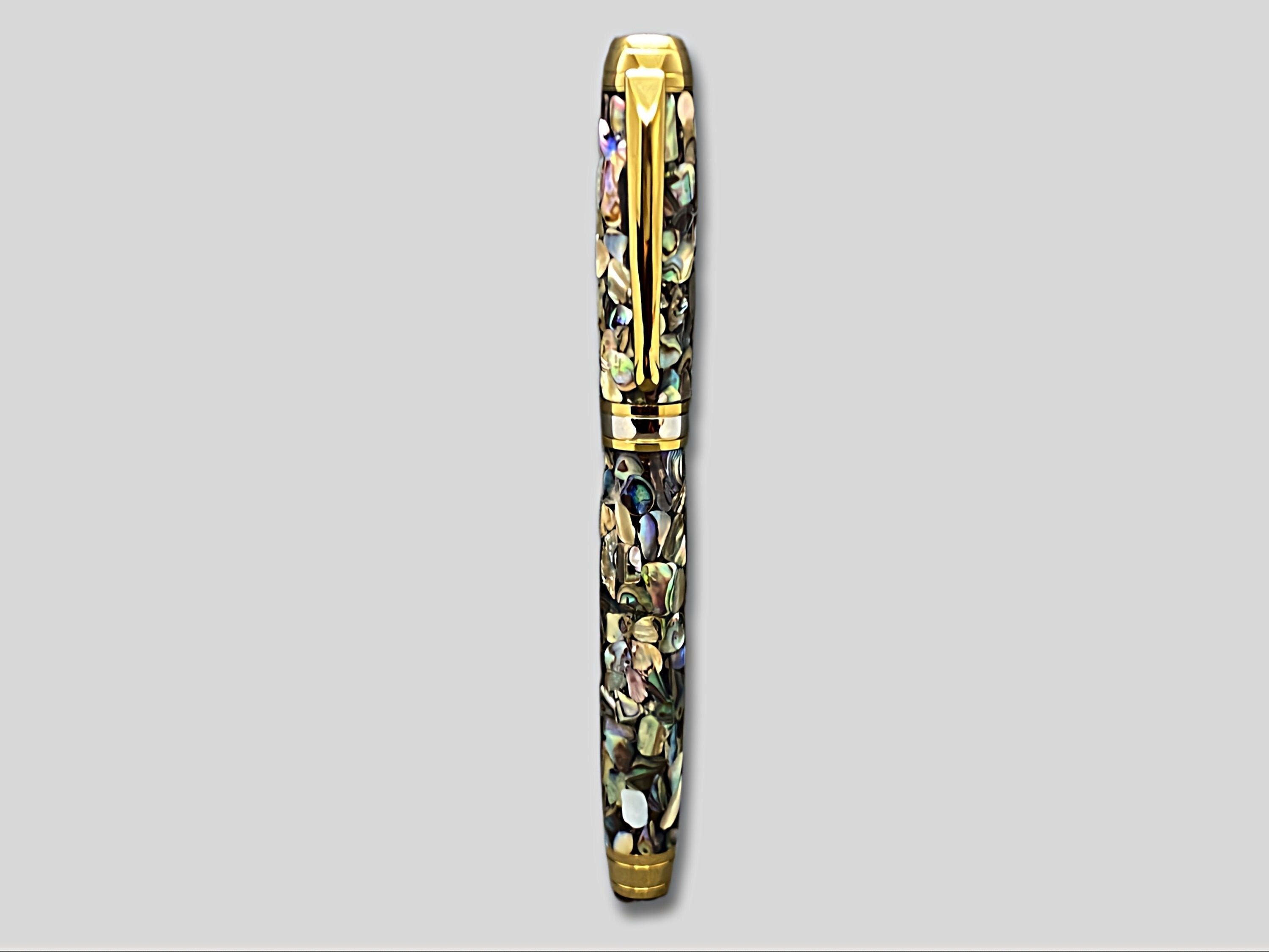 Mistral Fountain Pen in Paua Abalone and Gold With Rhodium Accents Etsy