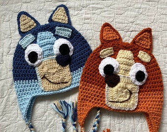 Blue and Orange Heeler Hat Pattern Set - PDF Pattern Only