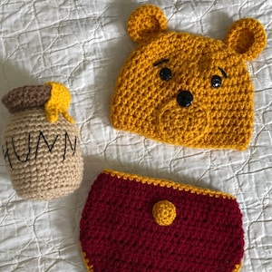 Crochet Pattern - PDF Download - Pooh Bear Newborn Set