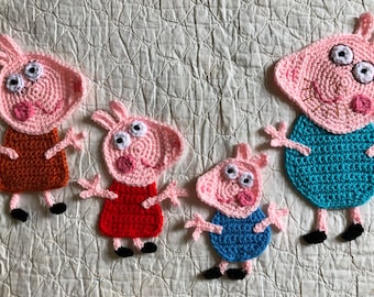 Crochet Pattern - PDF Download - Peppa Pig Applique Pack