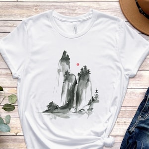 Chinese Ink Painting T Shirt China Art Shirt Asian Inspired Shirt Gift for Chinese teacher Tai Chi master Gift China Travel Shirts