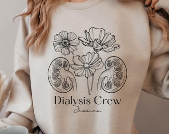 Custom Dialysis Crew Sweatshirt Personalized Dialysis Nurse Sweatshirt Custom Nephrology Nurse Gift Graduation Gifts Renal Nurse Sweater
