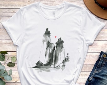 Chinese Ink Painting T Shirt China Art Shirt Asian Inspired Shirt Gift for Chinese teacher Tai Chi master Gift China Travel Shirts