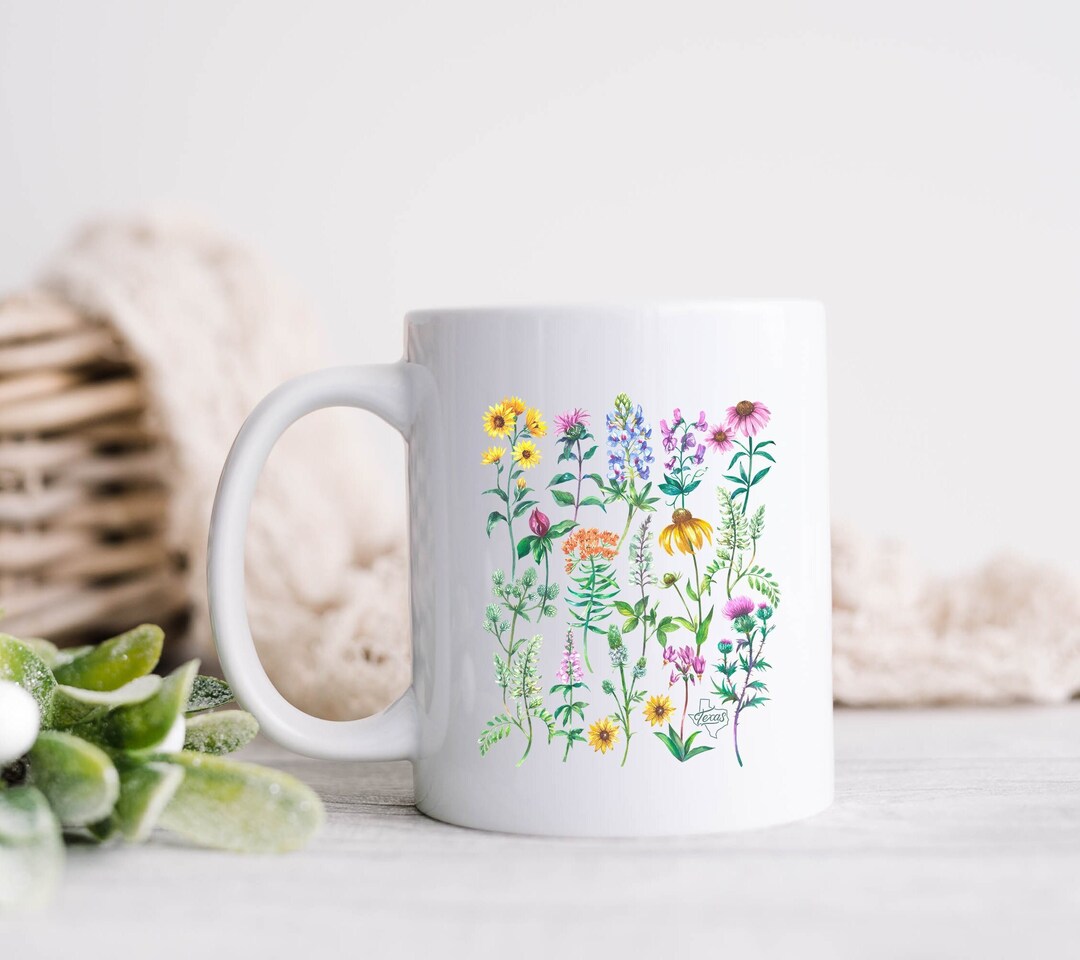 Texas Wildflower Mug Floral Mug New Home Gift for Plant Lover Neighbor ...