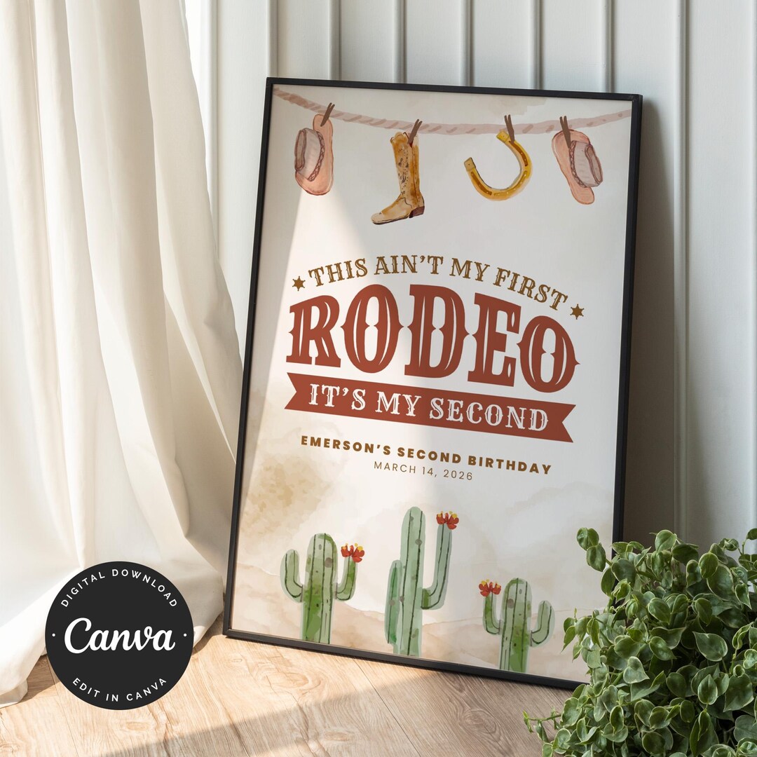 Second Rodeo Saying 2nd Rodeo Welcome Sign | Second Birthday Party Decor (digital Download ...