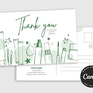 Carte postale de remerciement Canva Arbonne dessinée à la main | Carte de remerciement 4" x 6" | Dessiné à la main | Modifiable dans Canva | Dessins de toile