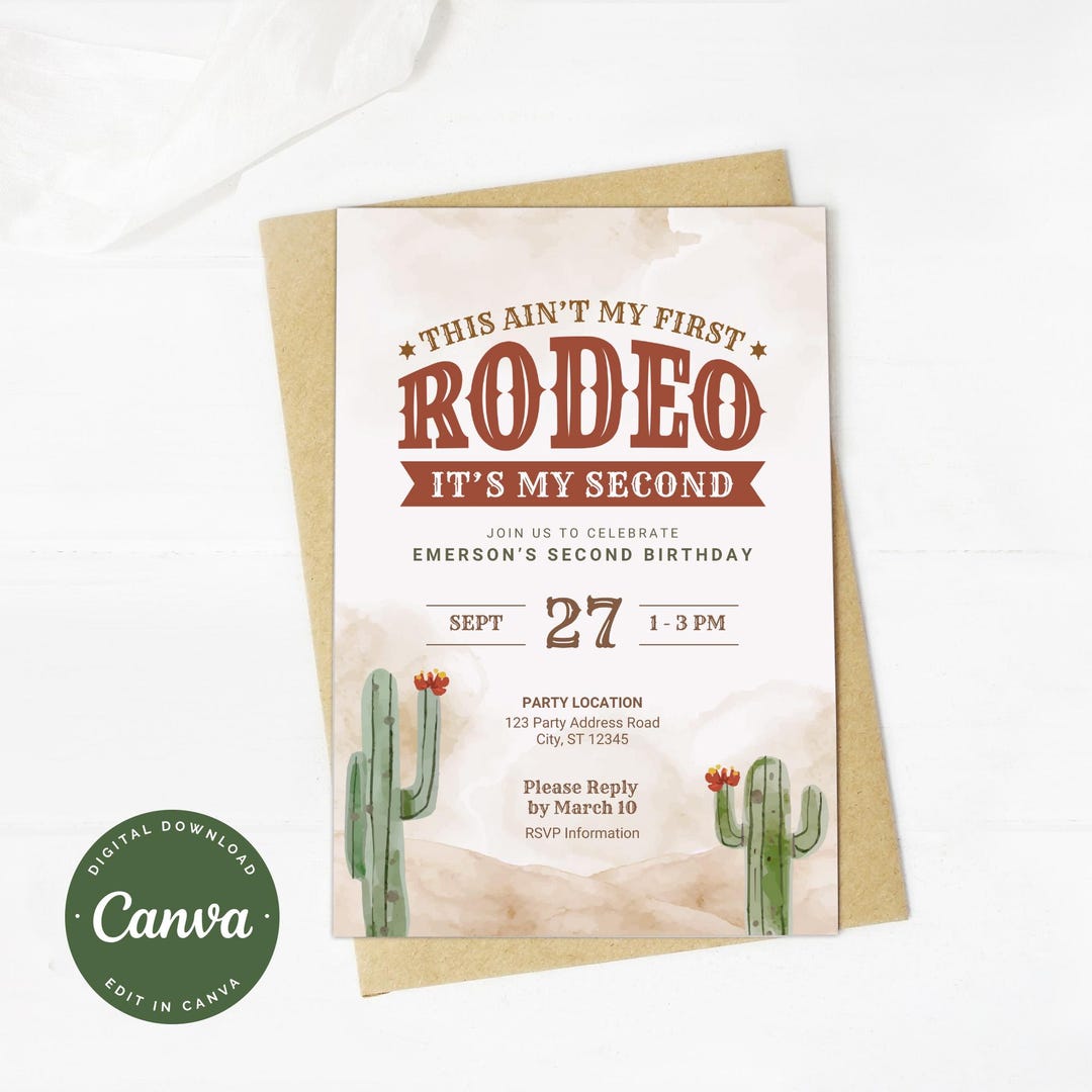 Editable Rodeo Images Editable Rodeo Birthday Invitation | Second Birthday Party Template ...