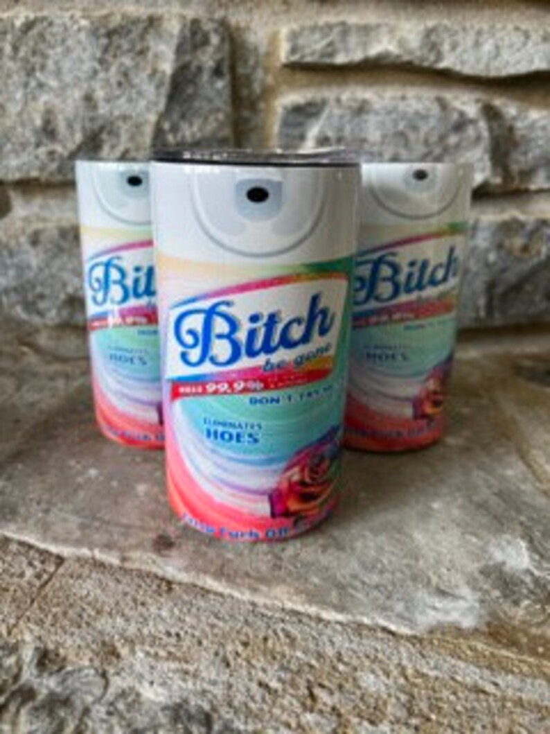 Btch Be Gone Spray Tumbler Funny Eliminates hoes Crisp Fuck off scent Lysol bitch spray image 4