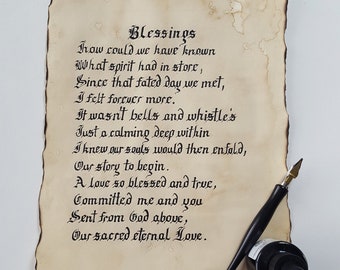 Personalized Gothic Calligraphy On Antique Looking Paper For Your Loved One