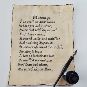 Send A Personalized Gothic Calligraphy On Antique Looking Paper For Your Loved One, Handwritten Anniversary Letter, Engagement, Wedding Vows