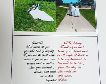 Personalized Handwritten Wedding Vows, Anniversary, Poem, Letters With Pictures