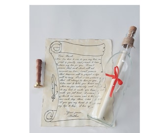 Personalized Handwritten Letter In A Bottle, Love Letter, Message, Proposal Letter In Bottle, Invitations & Announcements, Valentine's Gift