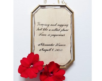 Handwritten Calligraphy Wedding Vows Wall Art, Calligraphy On Antique Looking Paper For Wedding Vows, Anniversary, Engagement