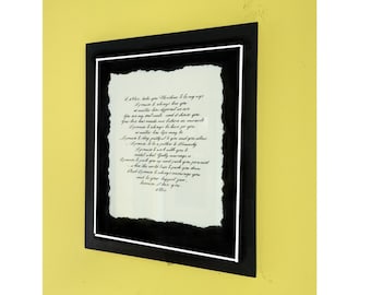 Frame Your Wedding Vows, First Anniversary Wall Art, Calligraphy Wedding Vows Wall Art, Handwritten Anniversary Wall Hanging