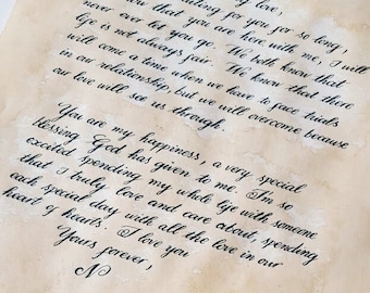 Special Letter For Your Loved One, Handwritten Calligraphy Antique Looking Letters, Antique Parchment Paper, Old Fashioned Love Letter