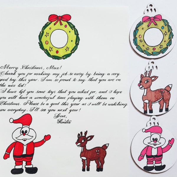 Handwritten Letter From Santa, Hand-drawn Santa Claus and Rudolph, Christmas Letter For Kids, Custom Special Letter From The North Pole