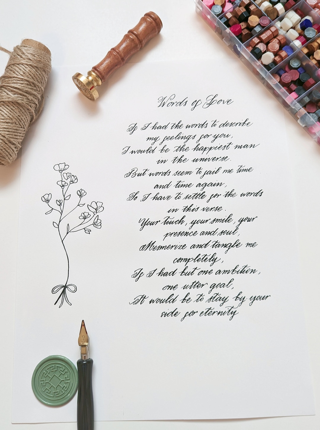 Hand Illustrated Poem, Lyrics, Love Letters, Wedding Vows, Anniversary