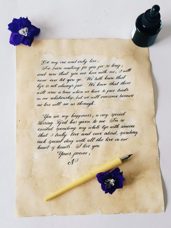 writing letter on parchment paper Stock Photo - Alamy