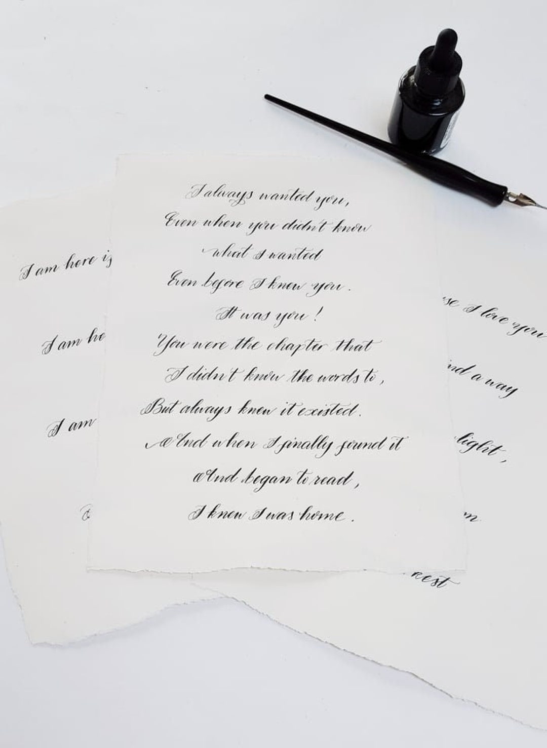 Calligraphy Letters on Cotton Paper, Poems, Anniversary, Wedding Vows