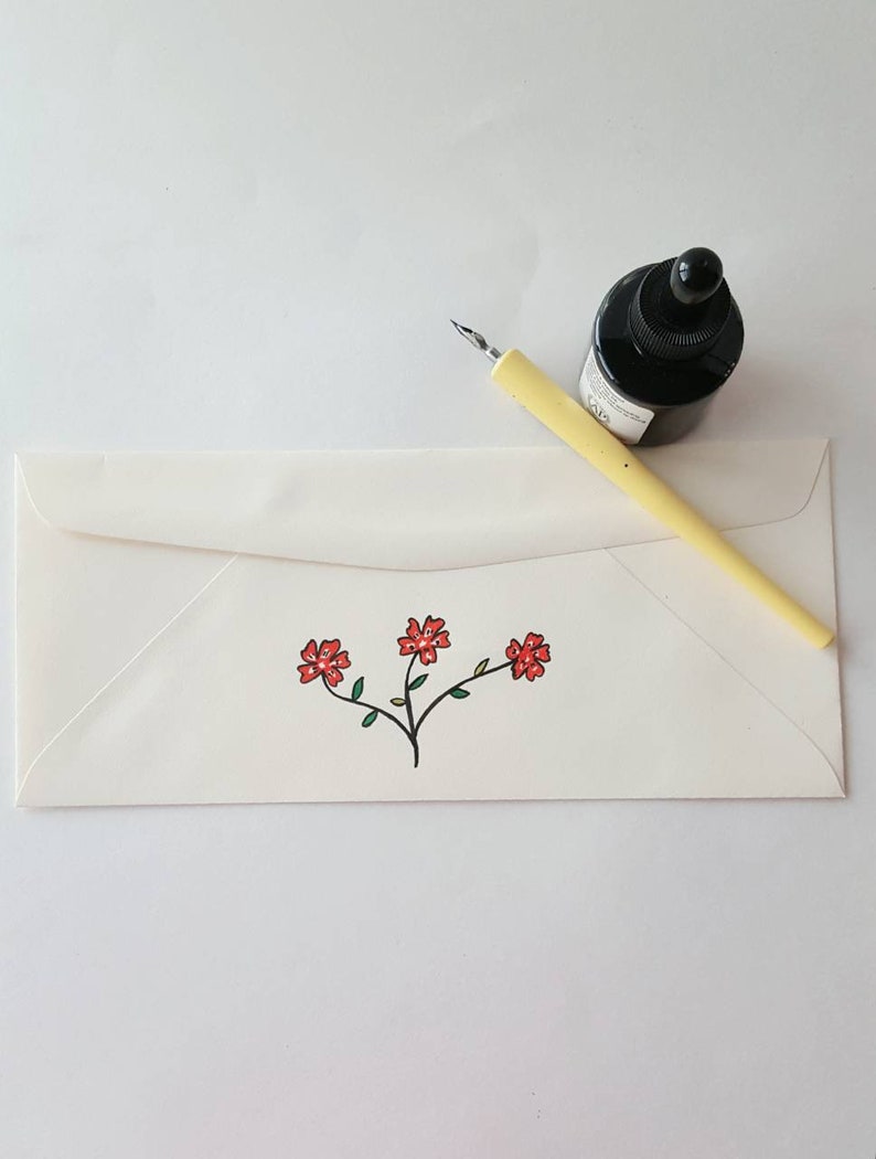 Decorar Sobre Para Su Carta, Sobre Dibujado A Mano, Carta De Amor, Regalo De Aniversario, Regalo De San Valentín, Regalo Para Novia / Novio Flowers