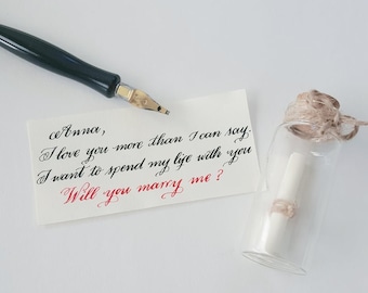 Handwritten Miniature Scroll, Message In a Bottle, Calligraphy On Scroll, Short Love Messages/Proposal, Little Gift For Couples, Cute Gift