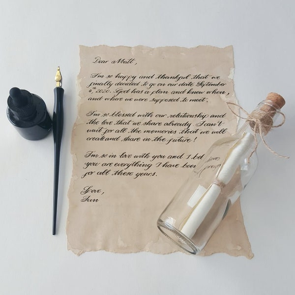 Personalized Handwritten Letter In A Bottle, Love Letter, Message, Proposal Letter In Bottle, Invitations & Announcements, Valentine's Gift