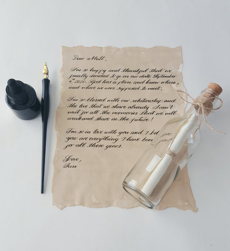 Personalized Handwritten Letter In A Bottle, Love Letter, Message, Proposal Letter In Bottle, Invitations & Announcements, Valentine's Gift zdjęcie 1