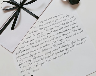 Custom Handwritten Letter, Thank You Notes, Love Letters, Wedding Vows, Anniversary Gift, Proposal Letter, Calligraphy Service.