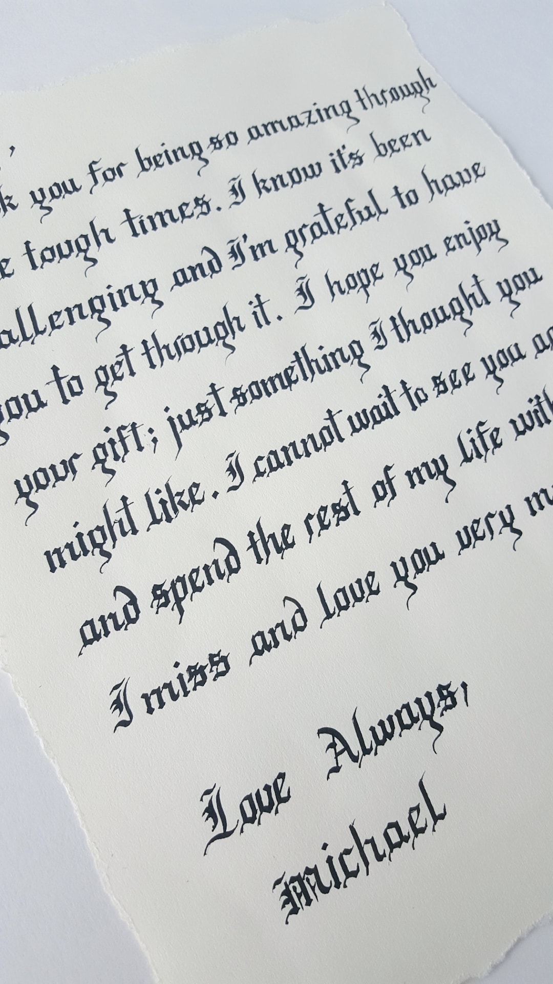 Handwritten Old English Love Letter, Handwritten Gothic