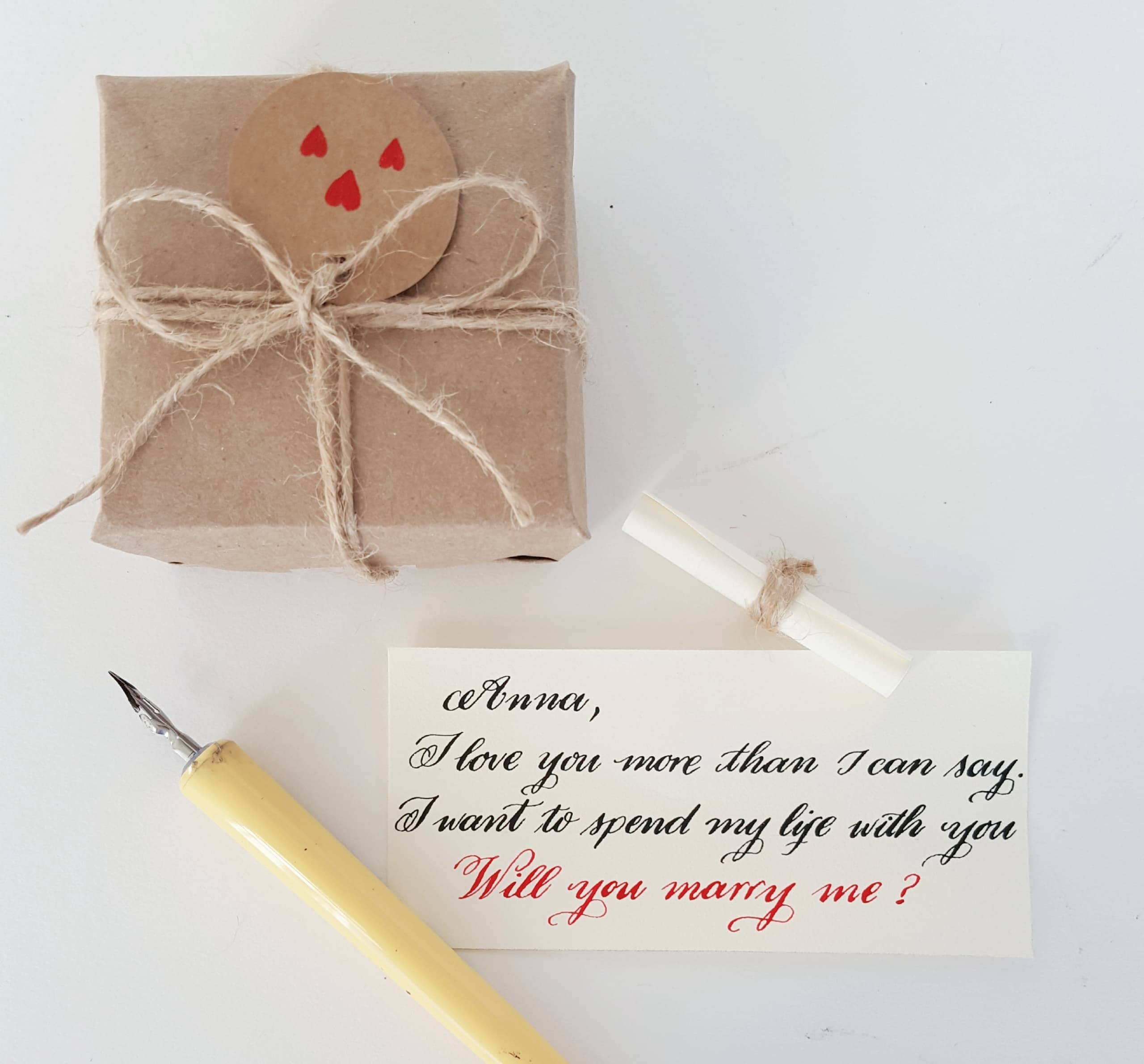 Message Note Scroll Handwritten Miniature Scroll, Message in a Bottle, Calligraphy on ...