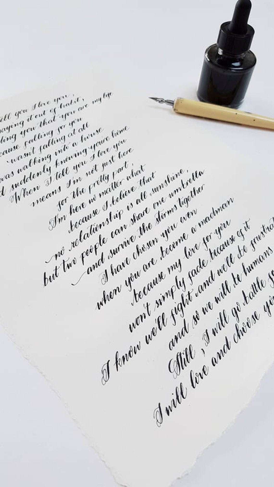 Calligraphy Letters on Cotton Paper Poems Anniversary Etsy