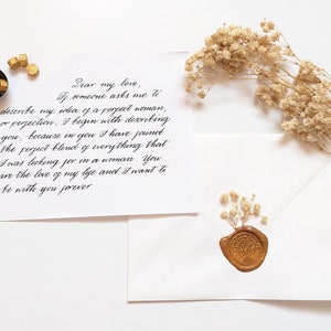 Wedding Letter With Baby Breath Flower, Wax Sealed Envelope, Handwritten Love Letter, Proposal Letter, Anniversary Gift, Gift For Couple.