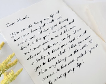 Handwritten Calligraphy Love Letters On Cotton Paper, Poems, Anniversary, Wedding Vows, Birthday Letters, Deckled Edges Letters