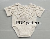 GOLDEN Romper PDF Pattern, Knitting Pattern, Photo Prop Pattern, Newborn Romper Pattern