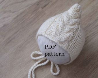 Patrón PDF de gorro GABLE, patrón de tejido, patrón de accesorio fotográfico, patrón de gorro para recién nacido