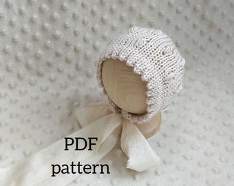 LONDON Bonnet PDF Strickmuster, Photo Prop Strickmuster, Neugeborenen Mütze Strickmuster