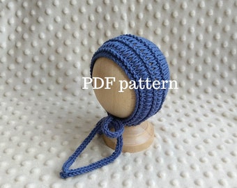 NOAH Bonnet PDF Pattern, Knitting Pattern, Photo Prop Pattern, Newborn Hat Pattern