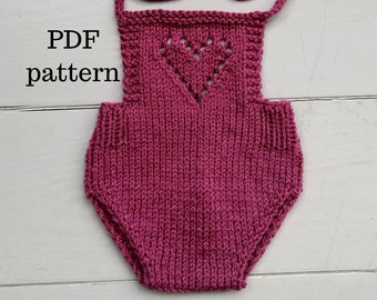 HARRIET romper pdf-patroon, herboren breipatroon, foto-rekwisietpatroon, pasgeboren onsie-patroon