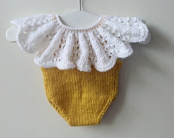 ZONNIGE romper PDF-patroon, breipatroon, foto-rekwisietpatroon, pasgeboren mouwloos romperpatroon