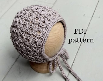 ICHIGO Bonnet PDF Pattern, Knitting Pattern, Photo Prop Pattern, Newborn Hat Pattern